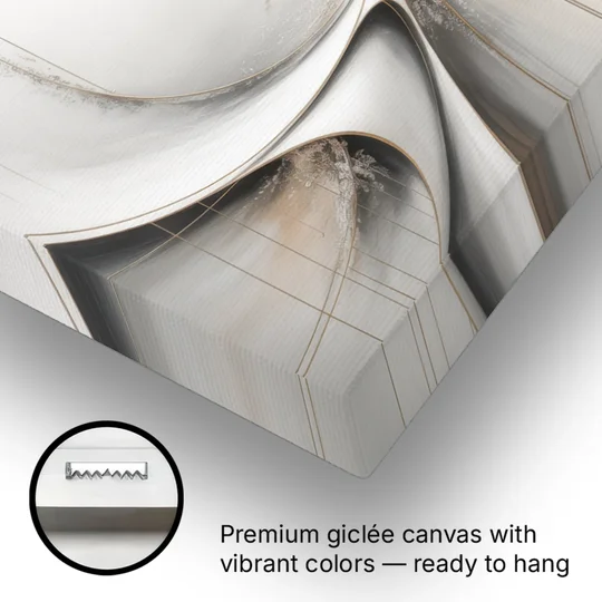 Ethereal Serenity White Abstract - Canvas Wall Art - Gallery Wrap Corner