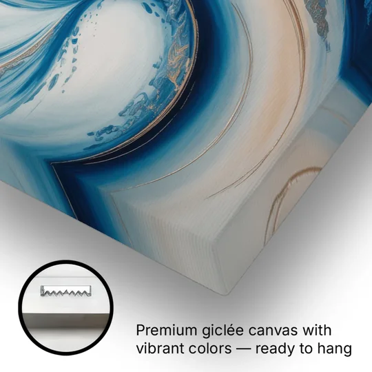 Ethereal Swirls in Blue Abstract - Canvas Wall Art - Gallery Wrap Corner