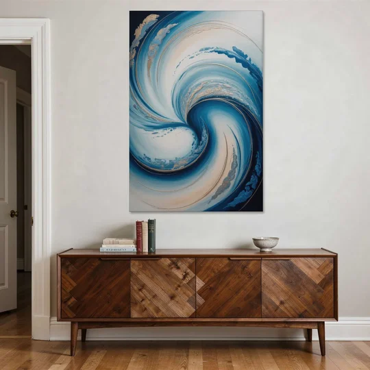 Ethereal Swirls in Blue Abstract - Canvas Wall Art - Coffee Table - 40x60