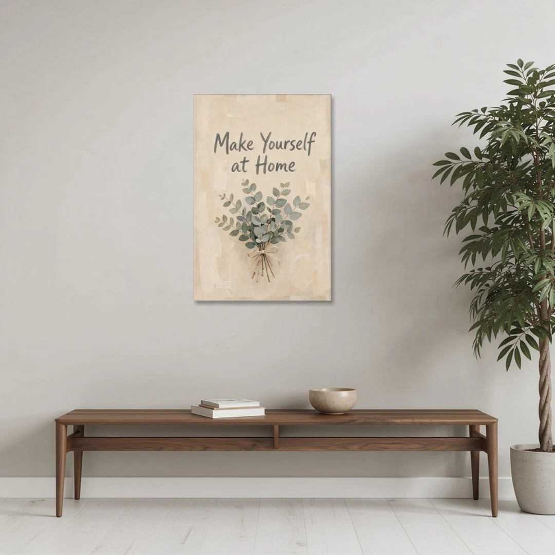 Eucalyptus Canvas Art Make Yourself at Home - Canvas Wall Art - Coffee Table - 24x36