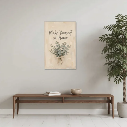 Eucalyptus Canvas Art Make Yourself at Home - Canvas Wall Art - Coffee Table - 24x36