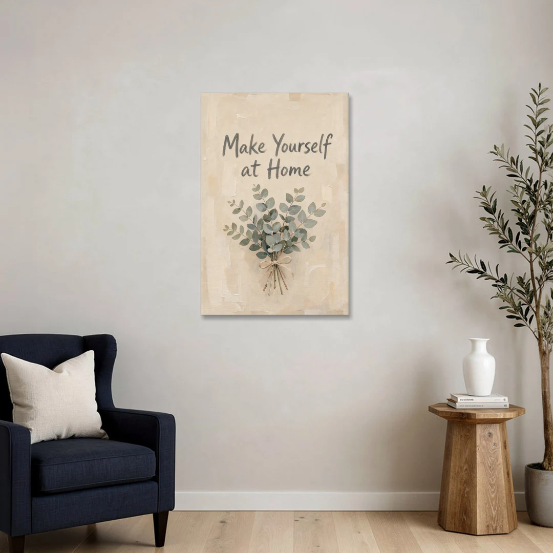 Eucalyptus Canvas Art Make Yourself at Home - Canvas Wall Art - Sofa - 24x36