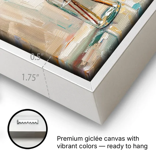 Eucalyptus Canvas Print in a Glass Bottle - White Framed Canvas Wall Art - Gallery Wrap Corner