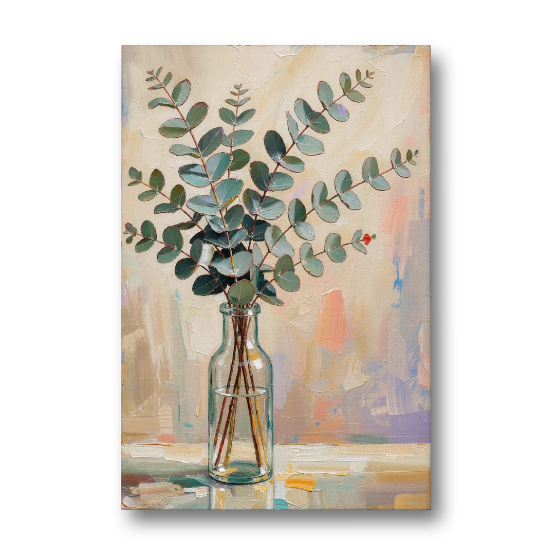 Eucalyptus Canvas Print in a Glass Bottle - Canvas Wall Art - Front