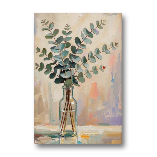Eucalyptus Canvas Print in a Glass Bottle - Canvas Wall Art - Front