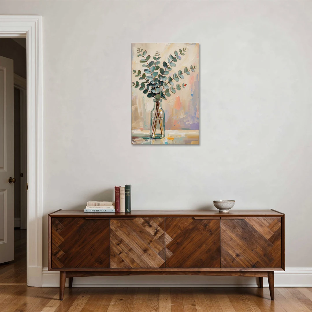 Eucalyptus Canvas Print in a Glass Bottle - Canvas Wall Art - Coffee Table - 24x36