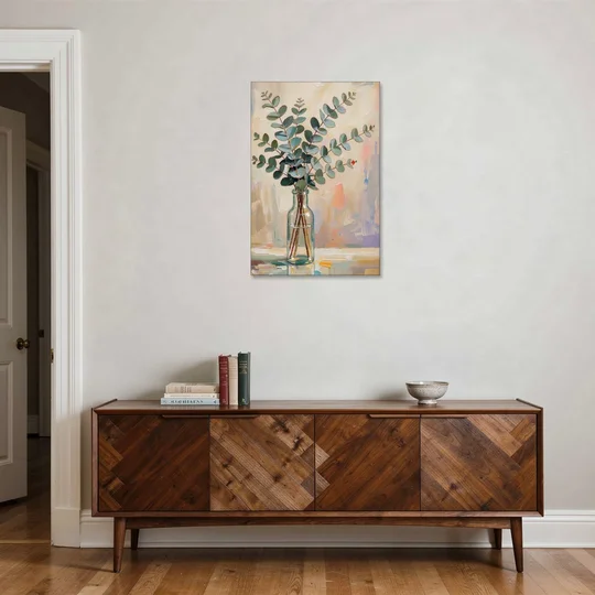 Eucalyptus Canvas Print in a Glass Bottle - Canvas Wall Art - Coffee Table - 24x36