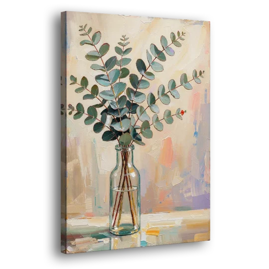 Eucalyptus Canvas Print in a Glass Bottle - Canvas Wall Art - Side