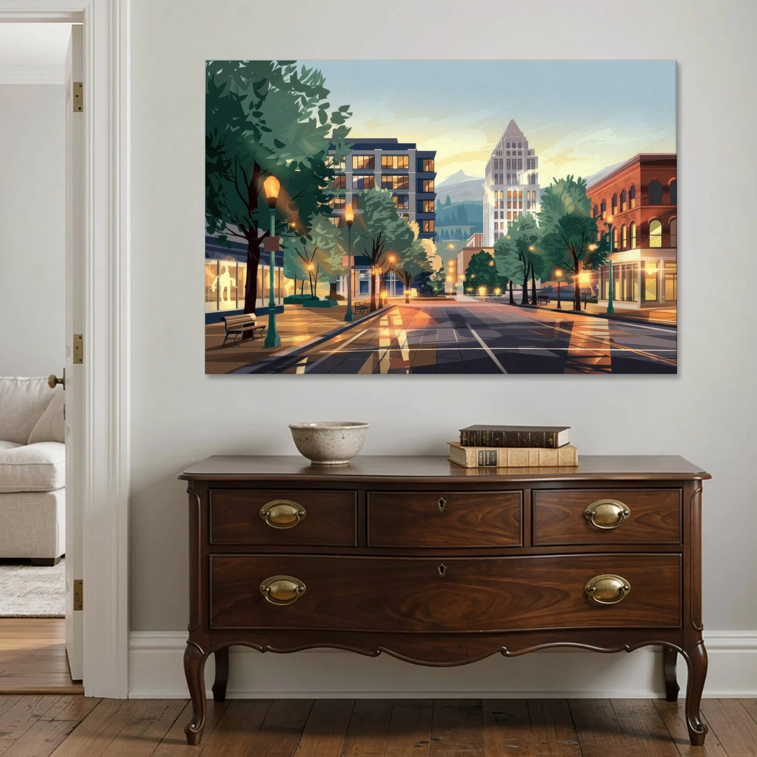 Eugene Cityscape Downtown - Canvas Wall Art - Coffee Table - 60x40