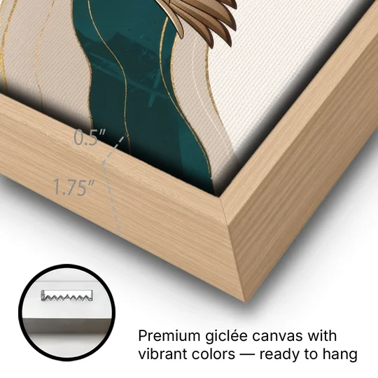 Eugene Ducks Fan Design - Oak Framed Canvas Wall Art - Gallery Wrap Corner