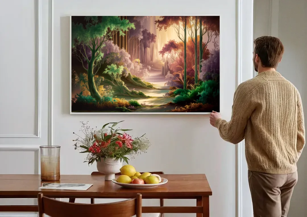 Eugene Forest Serenity canvas wall art above a dining table