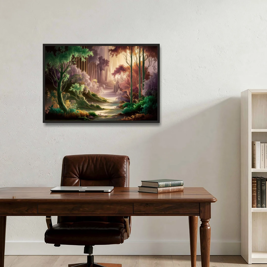 Eugene Forest Serenity - Black Framed Canvas Wall Art - Office - 36x24