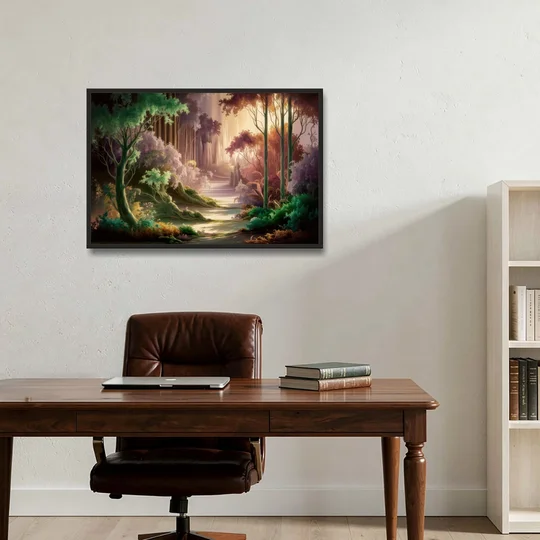 Eugene Forest Serenity - Black Framed Canvas Wall Art - Office - 36x24