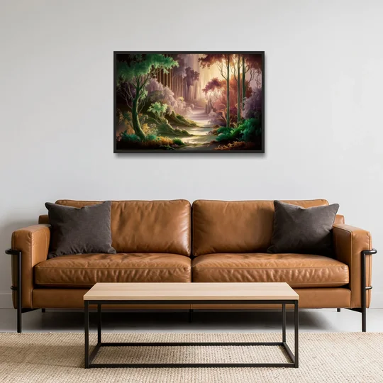 Eugene Forest Serenity - Black Framed Canvas Wall Art - Sofa - 36x24