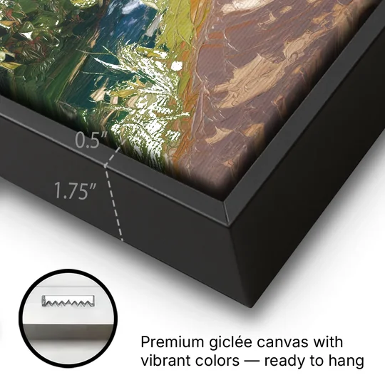 Eugene Nature Trails - Black Framed Canvas Wall Art - Gallery Wrap Corner