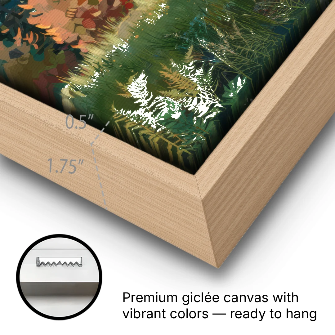 Eugene Pacific Northwest Style - Oak Framed Canvas Wall Art - Gallery Wrap Corner