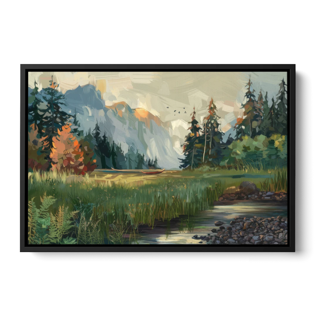 Eugene Pacific Northwest Style - Black Framed Canvas Wall Art - Front