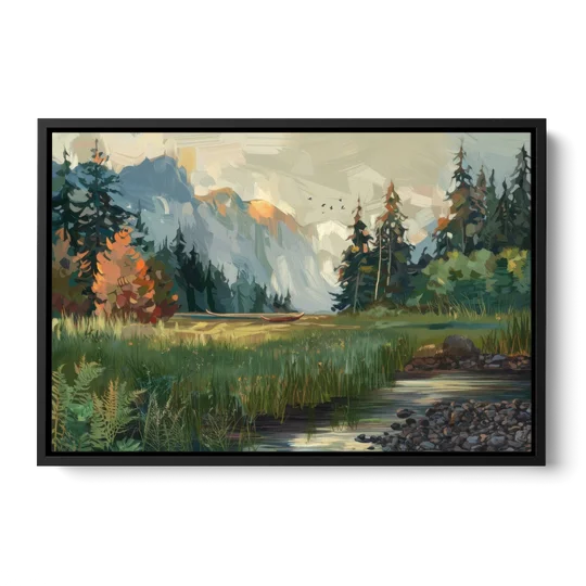 Eugene Pacific Northwest Style - Black Framed Canvas Wall Art - Front