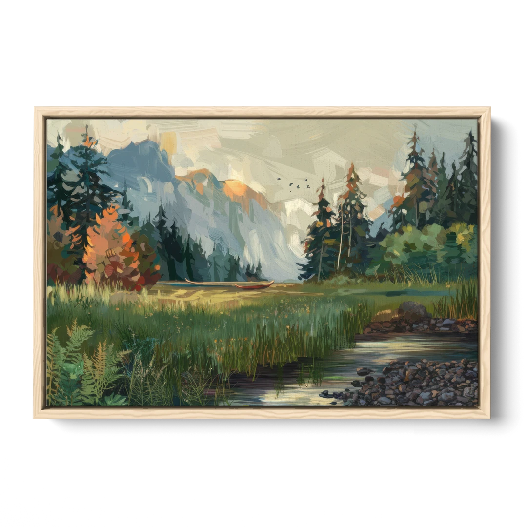 Eugene Pacific Northwest Style - Oak Framed Canvas Wall Art - Front