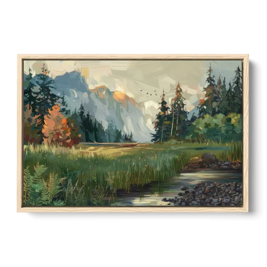 Eugene Pacific Northwest Style - Oak Framed Canvas Wall Art - Front