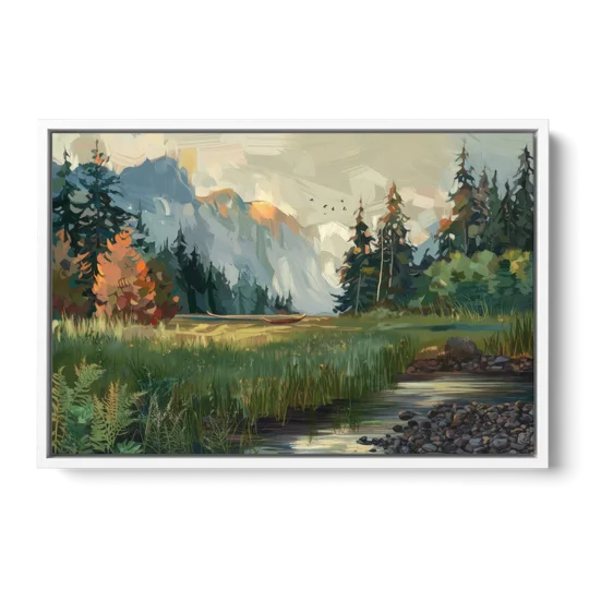 Eugene Pacific Northwest Style - White Framed Canvas Wall Art - Front