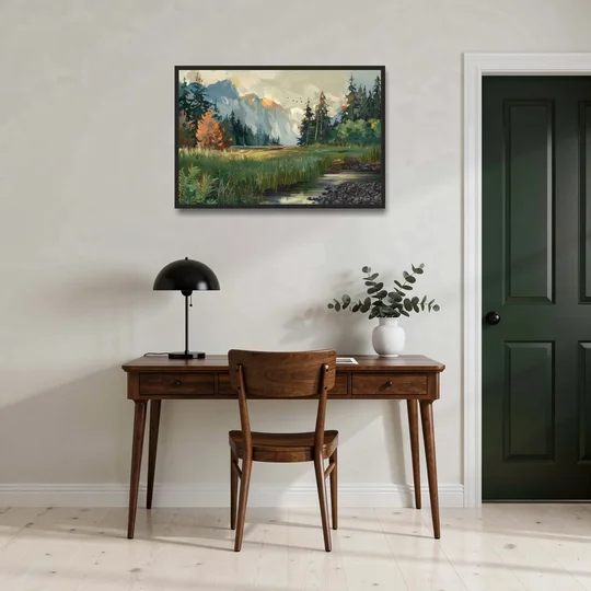 Eugene Pacific Northwest Style - Black Framed Canvas Wall Art - Office - 36x24