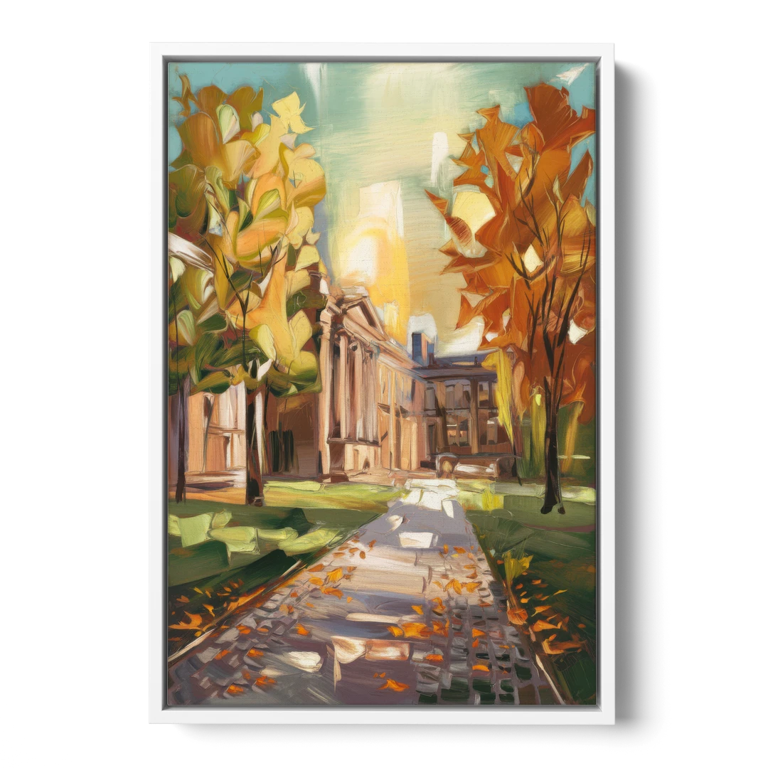 Eugene University Vibes - White Framed Canvas Wall Art - Front