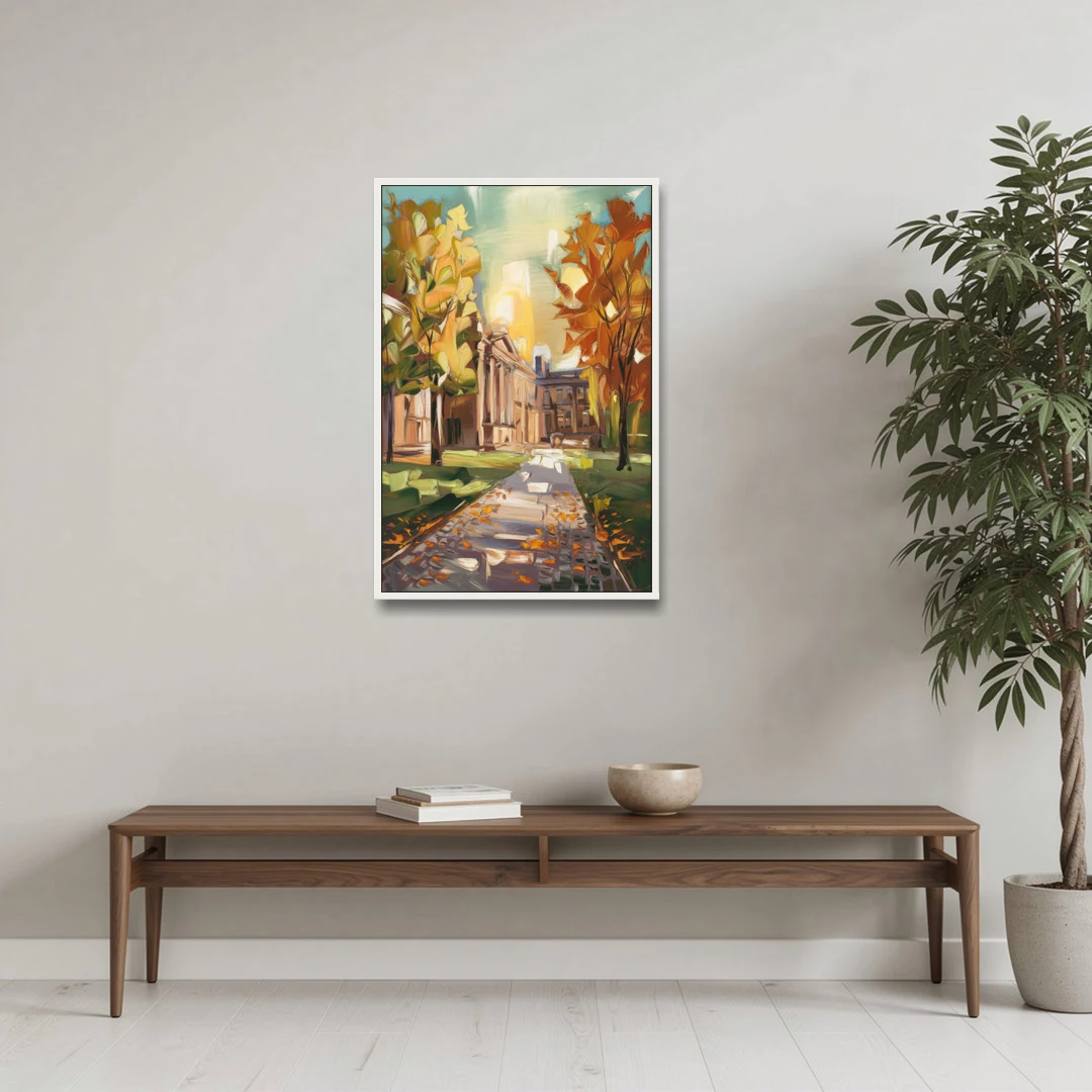 Eugene University Vibes - White Framed Canvas Wall Art - Coffee Table - 24x36