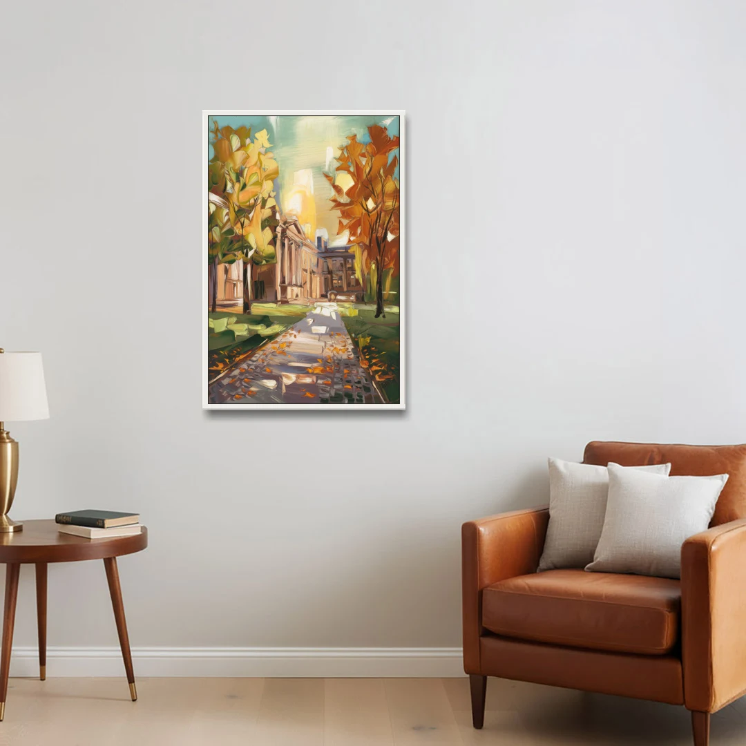 Eugene University Vibes - White Framed Canvas Wall Art - Sofa - 24x36