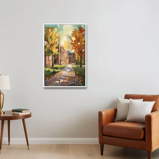 Eugene University Vibes - White Framed Canvas Wall Art - Sofa - 24x36