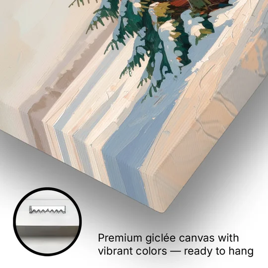 Evergreen Tree Painting of a Lone Snowy Fir - Canvas Wall Art - Gallery Wrap Corner