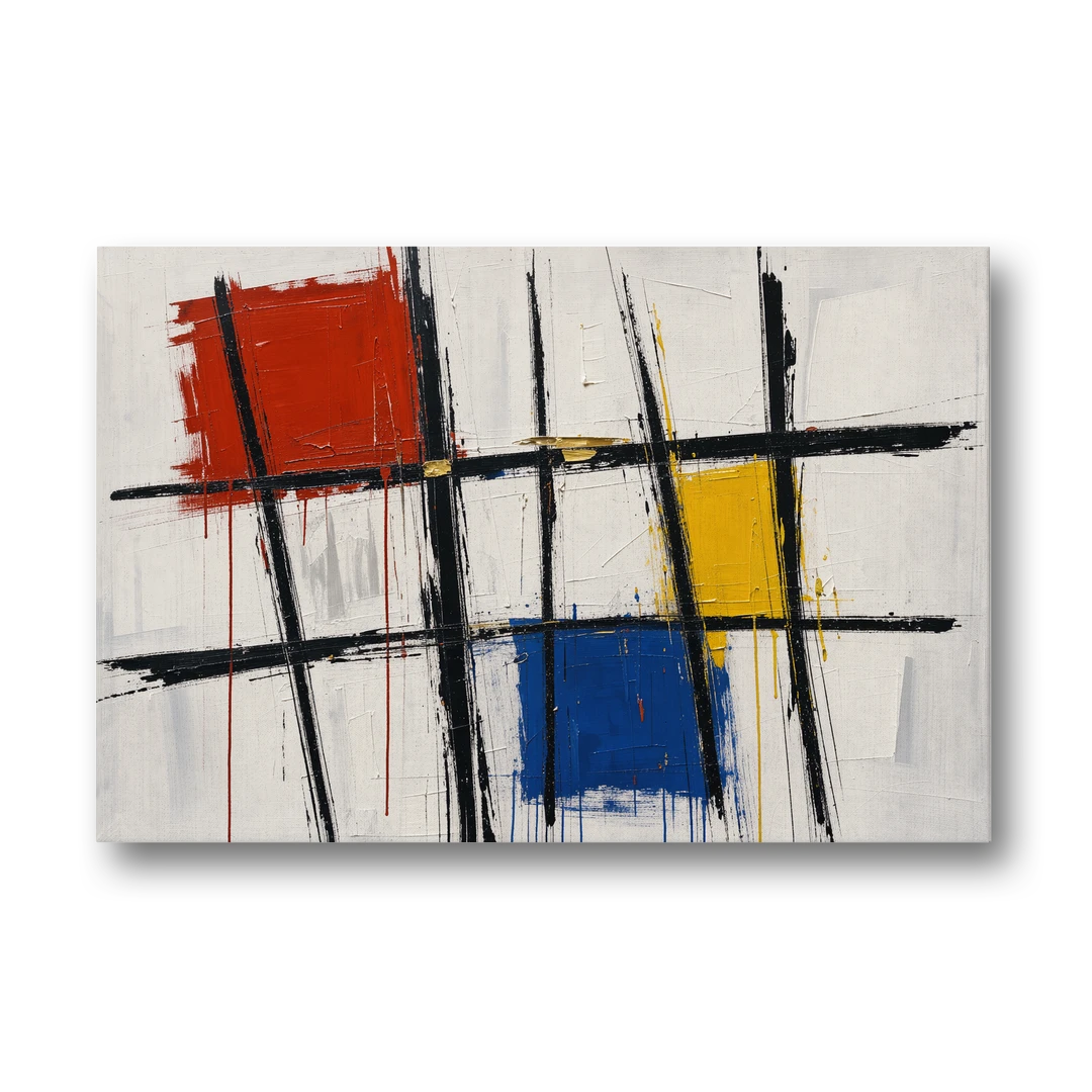 Executive Office Decor with Primary Color Grid - Canvas Wall Art - Front