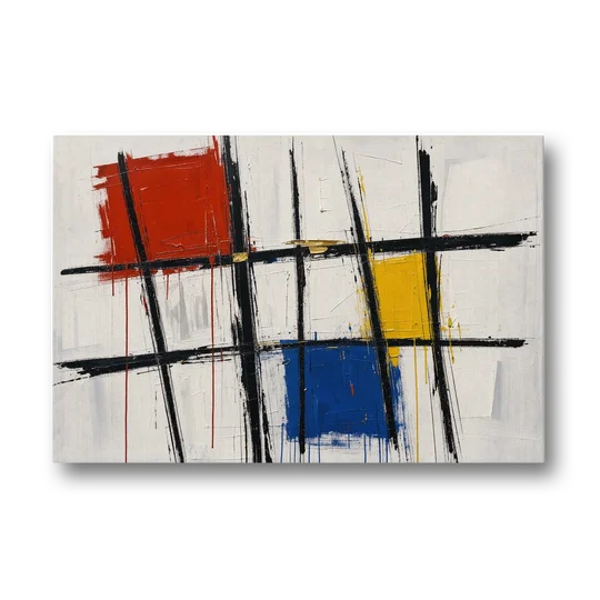 Executive Office Decor with Primary Color Grid - Canvas Wall Art - Front