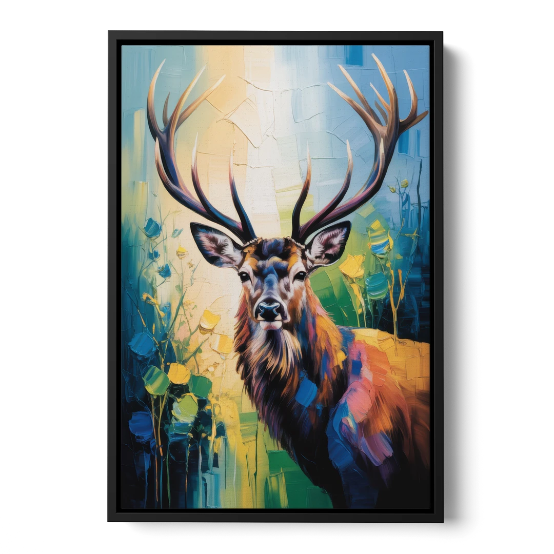 Expressive Deer Sketch - Black Framed Canvas Wall Art - Front