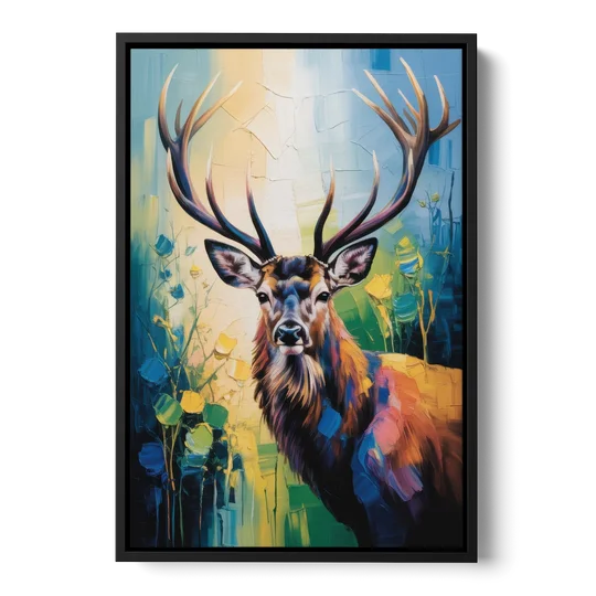 Expressive Deer Sketch - Black Framed Canvas Wall Art - Front