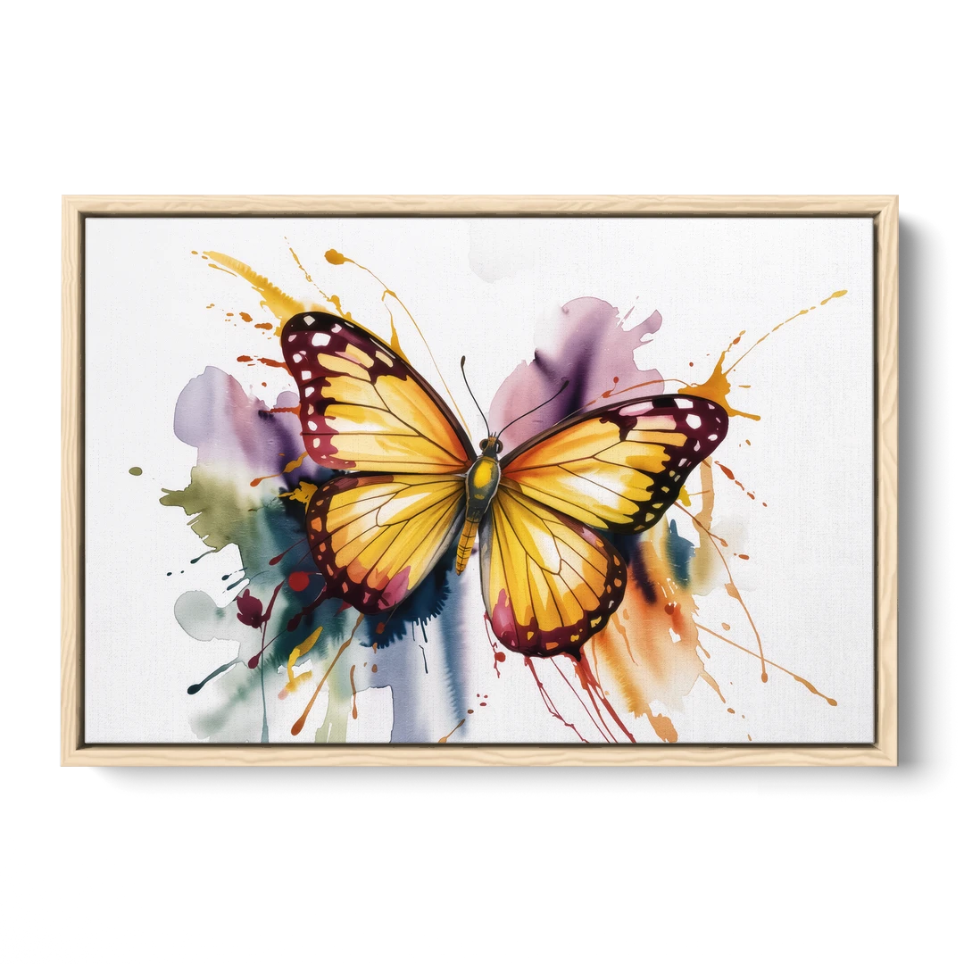 Exquisite Butterfly Sculpture - Oak Framed Canvas Wall Art - Front