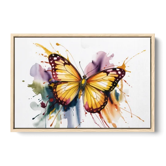 Exquisite Butterfly Sculpture - Oak Framed Canvas Wall Art - Front