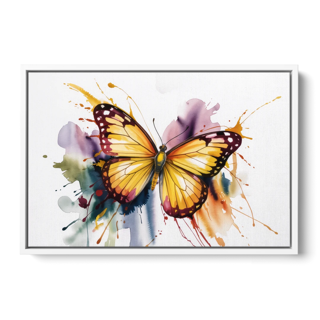 Exquisite Butterfly Sculpture - White Framed Canvas Wall Art - Front