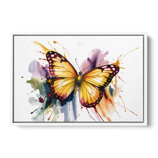 Exquisite Butterfly Sculpture - White Framed Canvas Wall Art - Front