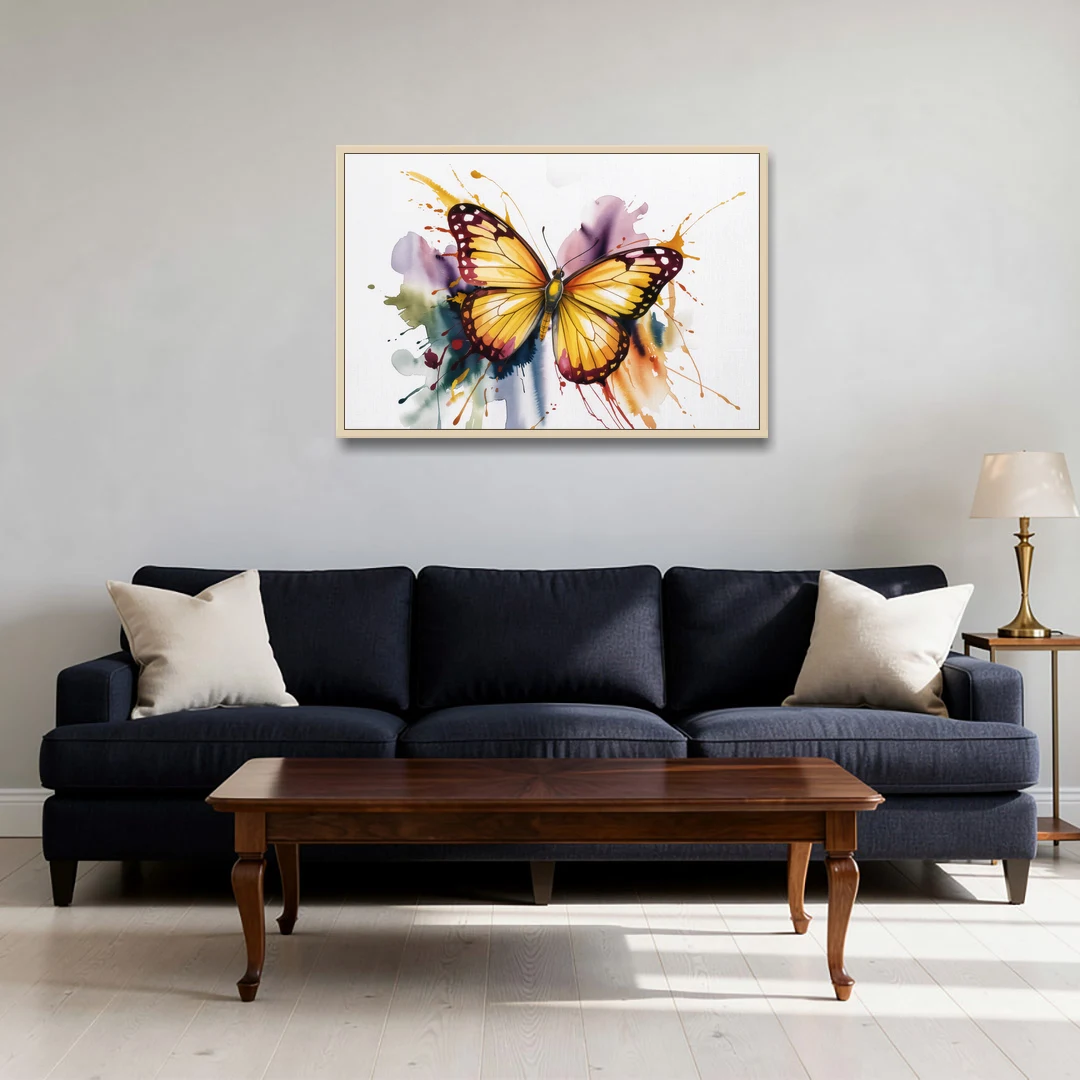 Exquisite Butterfly Sculpture - Oak Framed Canvas Wall Art - Sofa - 36x24
