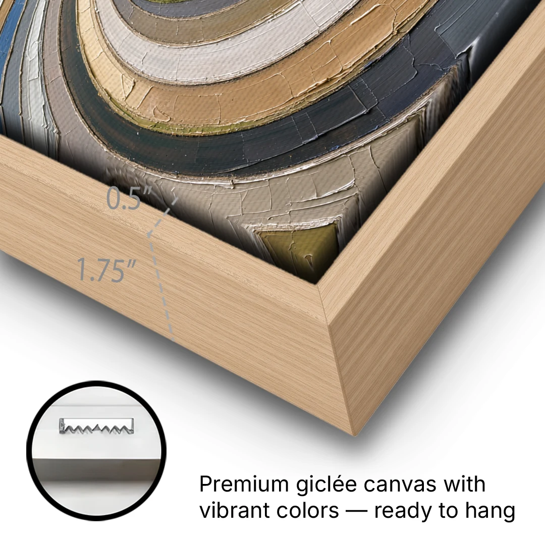 Extra Large Abstract Wall Art of Curving Hillside Terraces - Oak Framed Canvas Wall Art - Gallery Wrap Corner