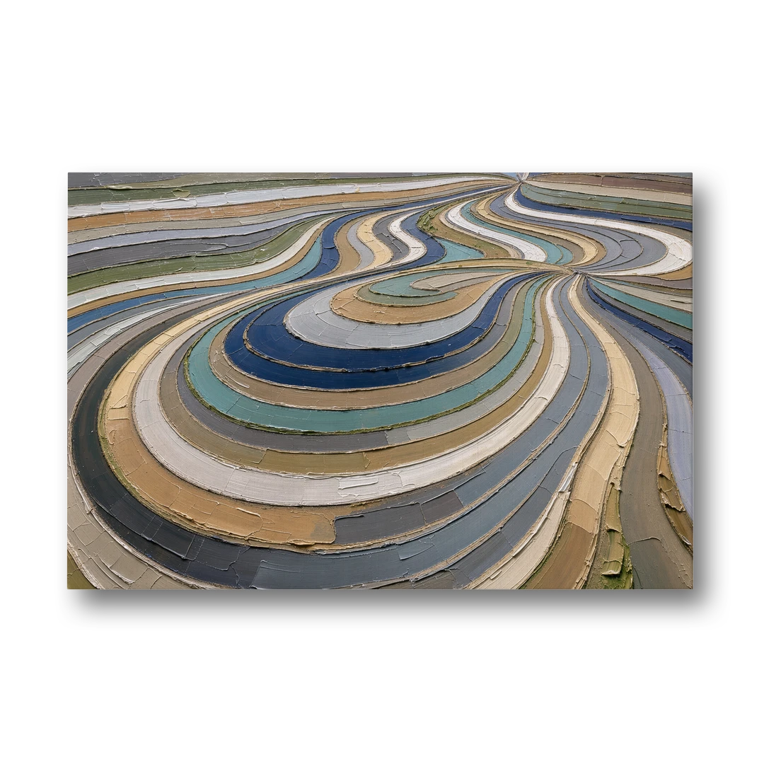 Extra Large Abstract Wall Art of Curving Hillside Terraces - Canvas Wall Art - Front