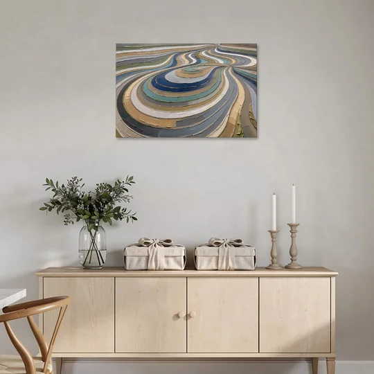 Extra Large Abstract Wall Art of Curving Hillside Terraces - Canvas Wall Art - Coffee Table - 36x24