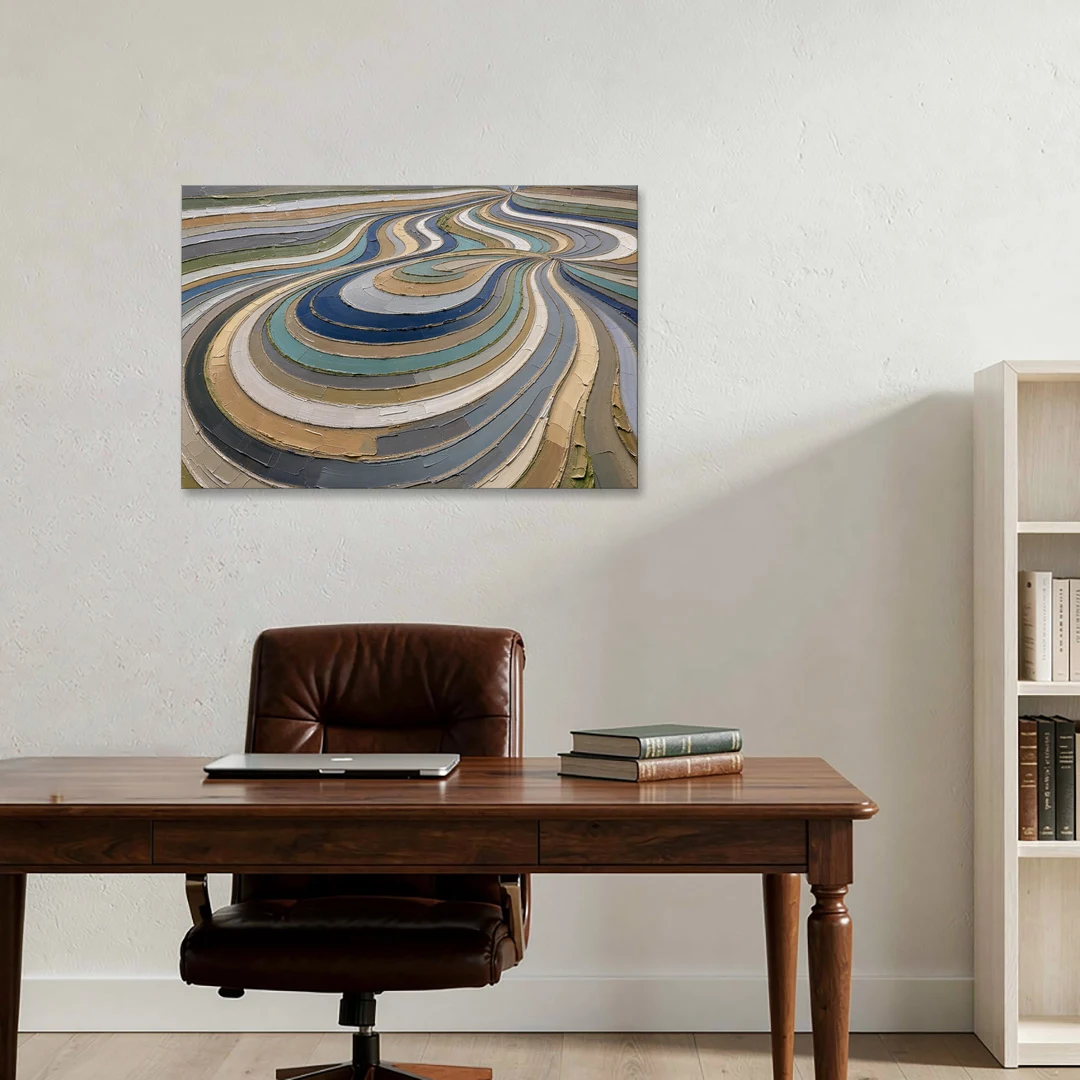 Extra Large Abstract Wall Art of Curving Hillside Terraces - Canvas Wall Art - Office - 36x24