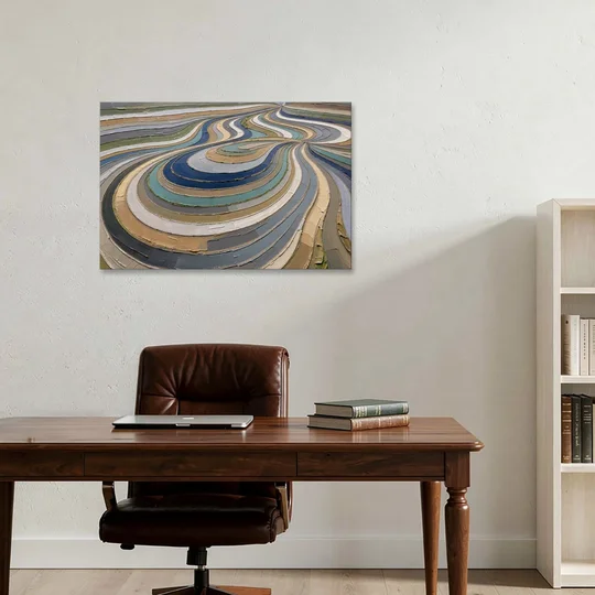 Extra Large Abstract Wall Art of Curving Hillside Terraces - Canvas Wall Art - Office - 36x24