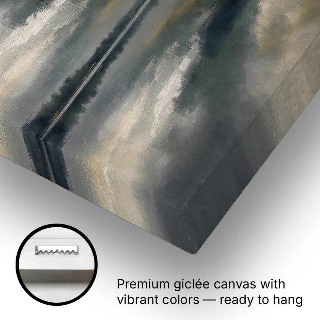 Extra Large Wall Art of a Gilded Stormy Lake - Canvas Wall Art - Gallery Wrap Corner