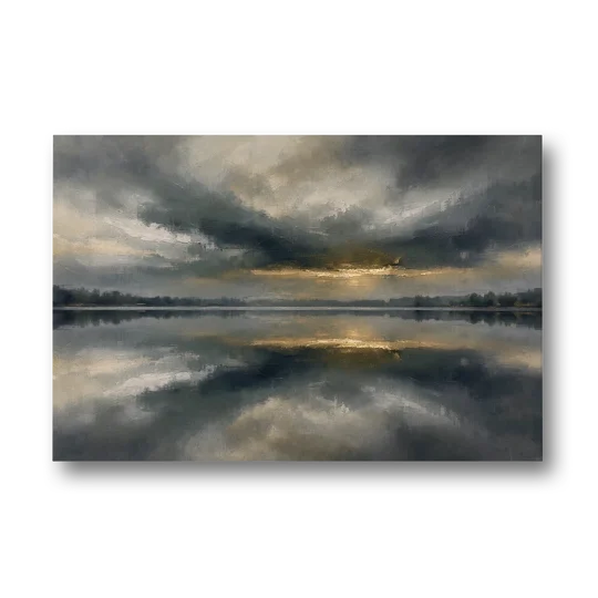 Extra Large Wall Art of a Gilded Stormy Lake - Canvas Wall Art - Front