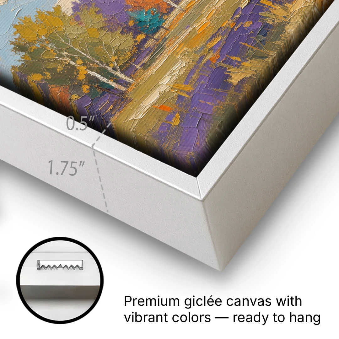 Fall Landscape Painting of a Blazing Maple - White Framed Canvas Wall Art - Gallery Wrap Corner