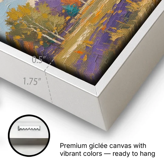 Fall Landscape Painting of a Blazing Maple - White Framed Canvas Wall Art - Gallery Wrap Corner