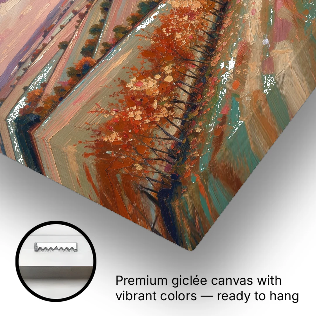 Fall Landscape Wall Art of the Maple Hedgerow - Canvas Wall Art - Gallery Wrap Corner
